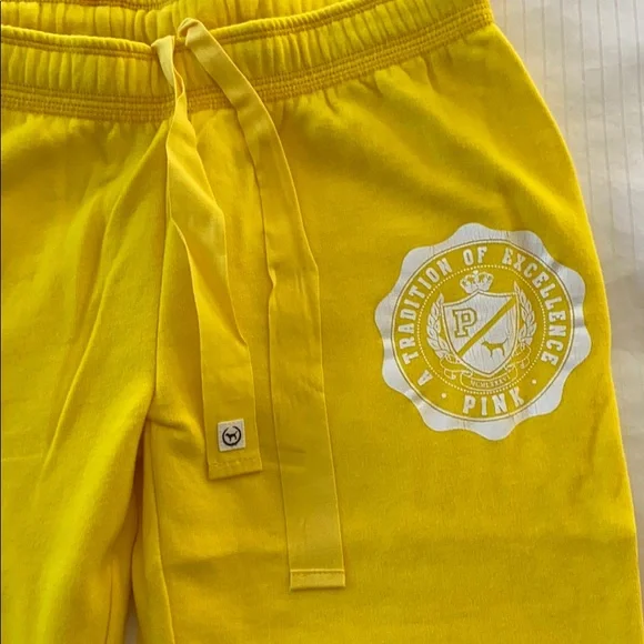 NWOT Victoria’s Secret Pink Embroidered Yellow Jogger - Picture 5 of 7